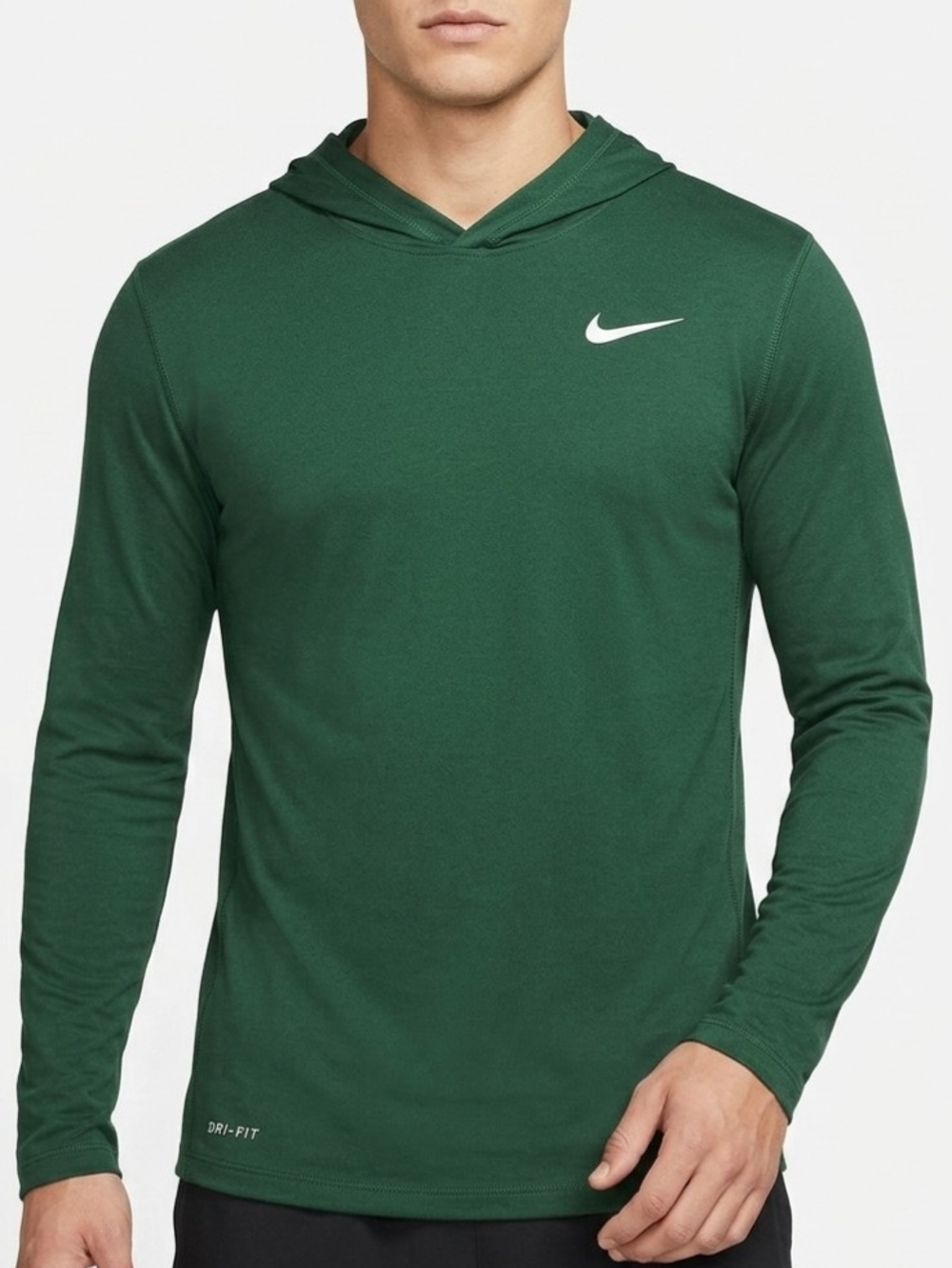 ​Nike Dri-FIT Men's Long Sleeve Hooded Shirt - Dark Green - Size Small - Lightwe